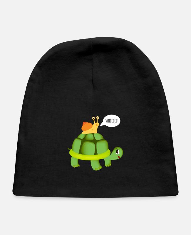 Cute Snail Riding on Turtle Yelling Whee Animals on Baby Cap