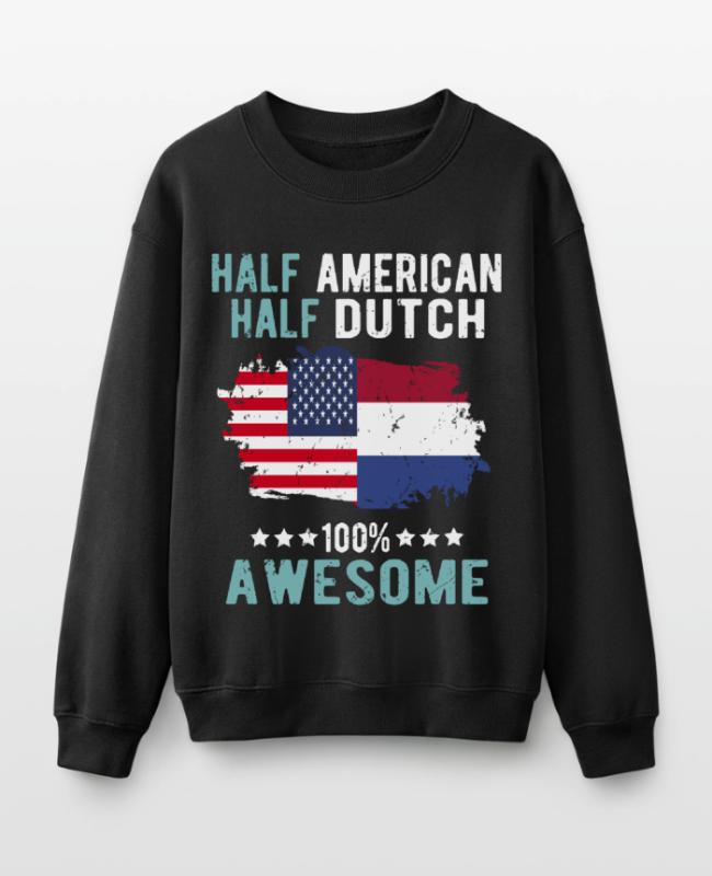 Half American Half Dutch on Kids’ Crewneck Sweatshirt