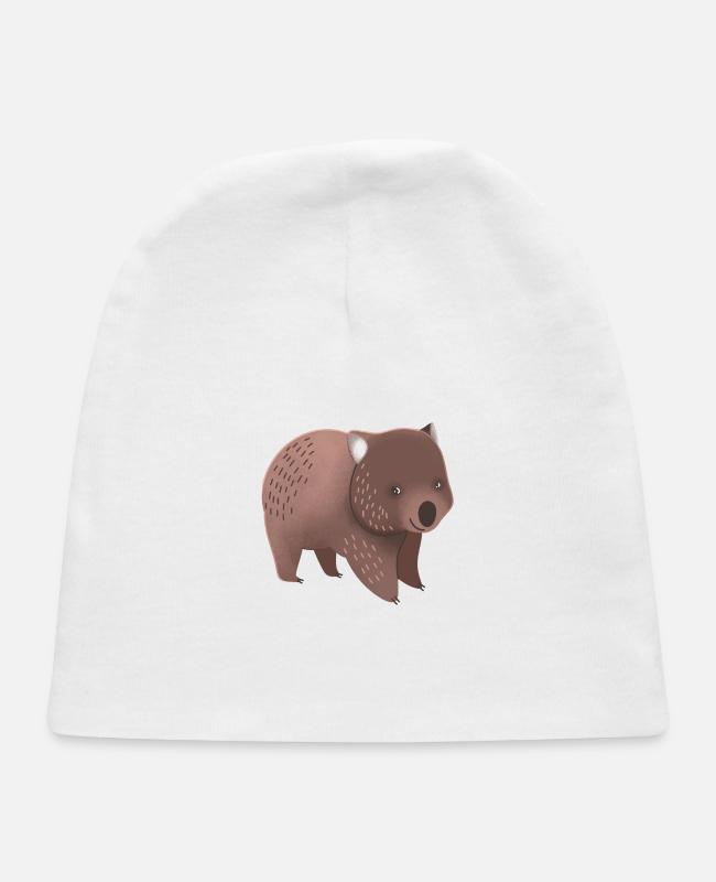 Hand drawn Little standing tubby Wombat on Baby Cap