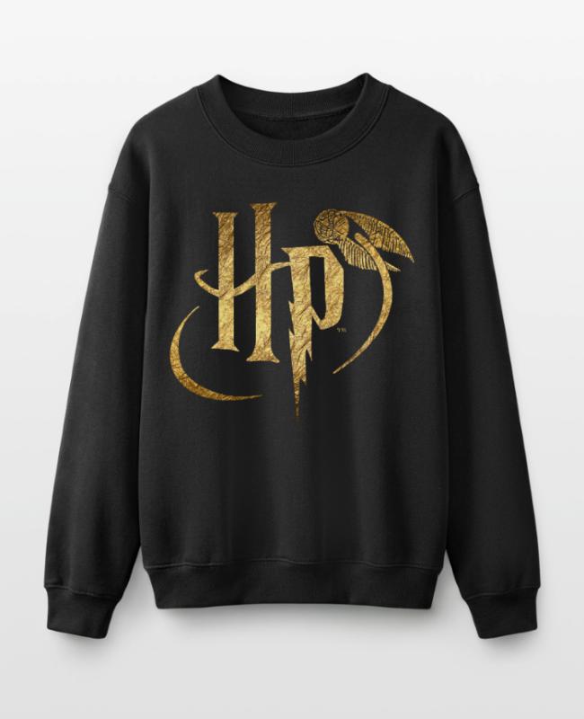 Harry Potter Logo Gold on Kids’ Crewneck Sweatshirt