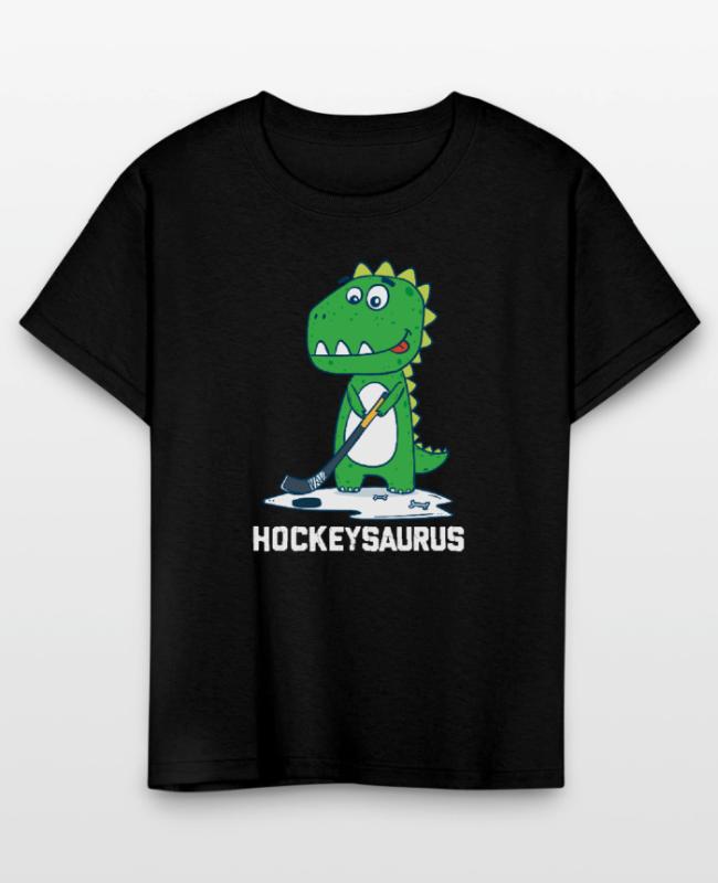 Hockeysaurus Hockey Cute Funny Kids Dinosaur Gift on Kids’ T-Shirt