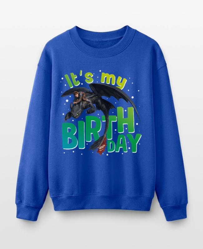 How To Train Your Dragon It’s My Birthday on Kids’ Crewneck Sweatshirt