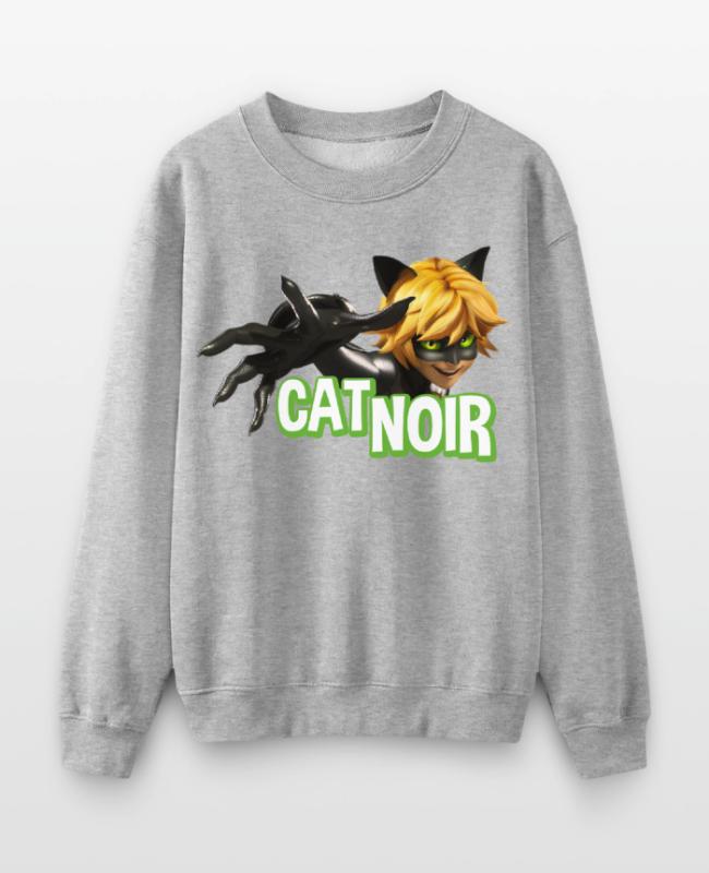 Miraculous Cat Noir Adrien Pose on Kids’ Crewneck Sweatshirt