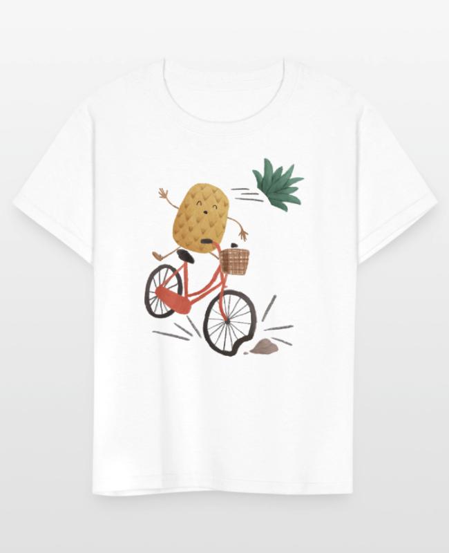 Pineapple Bike Obstacle on Kids’ T-Shirt
