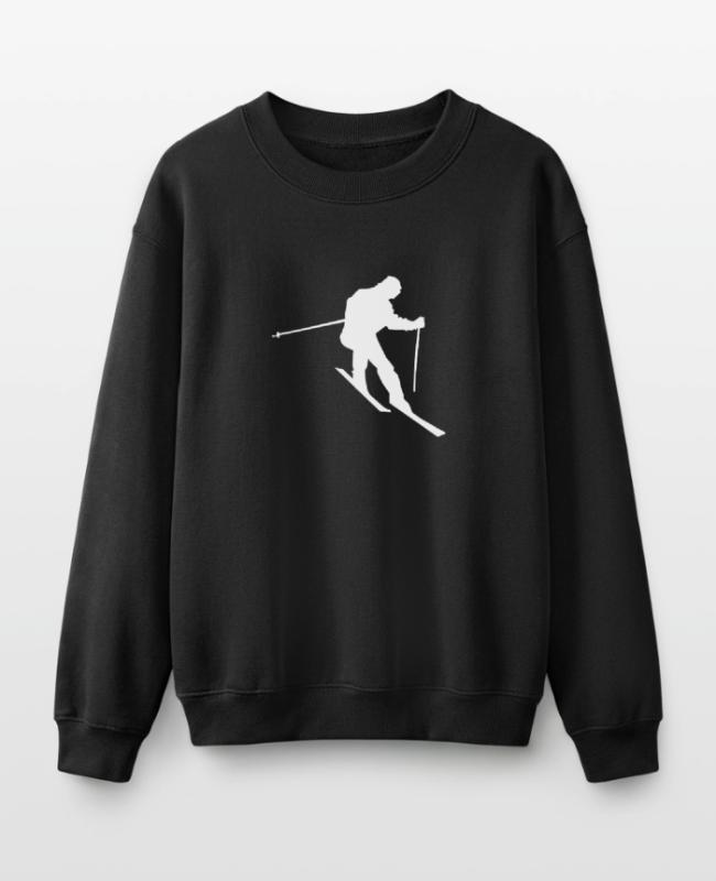 Skiing Silhouette Ski on Kids’ Crewneck Sweatshirt