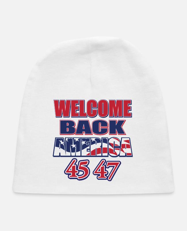 Welcome Back America Vintage Flag Text on Baby Cap